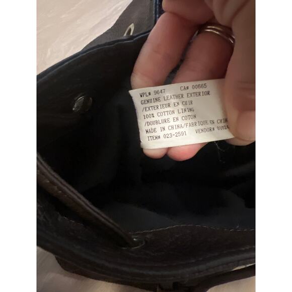 Eddie Bauer Backpack Pebbled Leather Brown Rucksack Drawstring Bag Vintage 90s - Picture 5 of 13